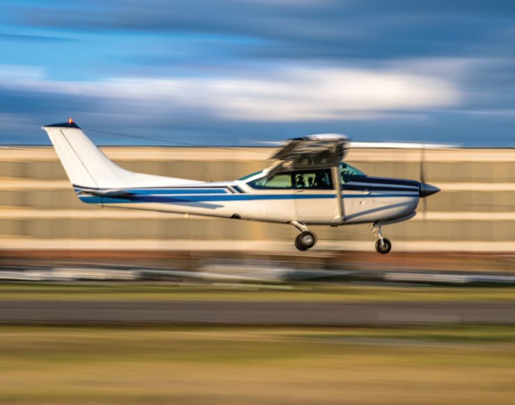 Airplane landing at the airport