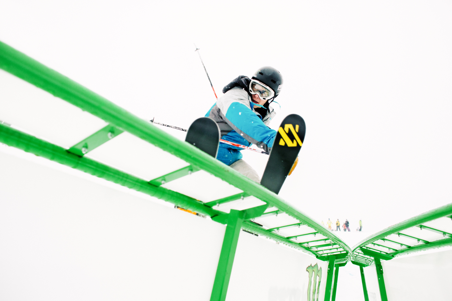 Skier in Purple Daze Terrain Park