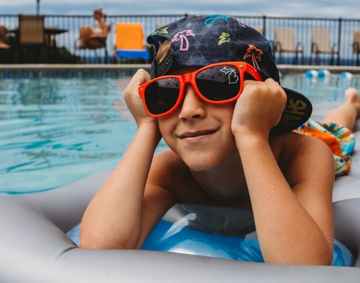 Child on Raft in Lakeview Hotel Pool