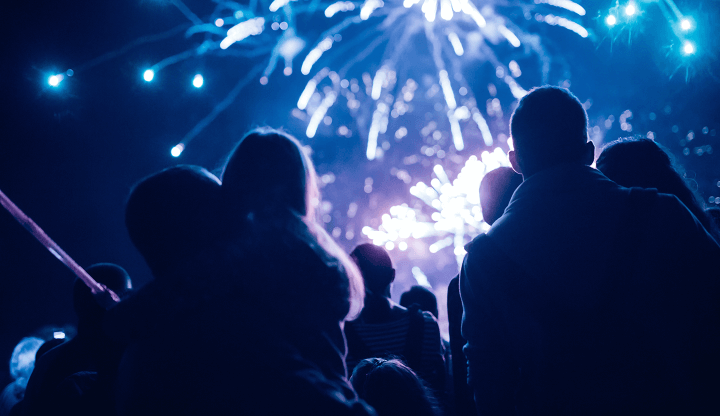 Family Watching Fireworks