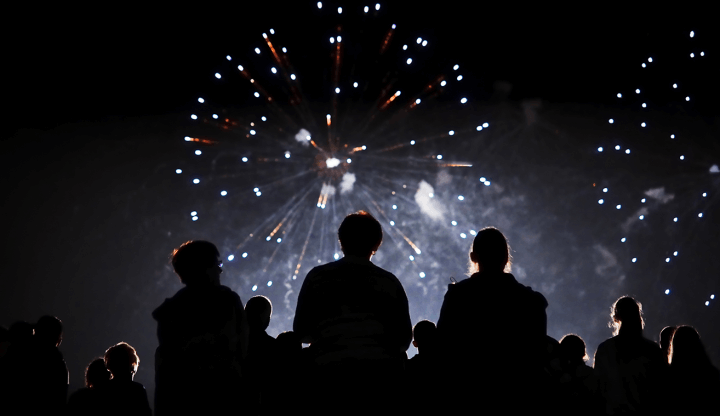 People watching New Year's Eve Fireworks