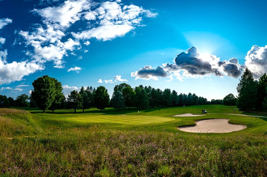Summit GC hole #13 from behind green looking at fairway