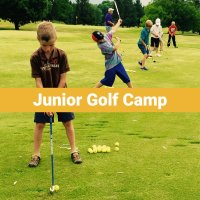 Junior Golf Camp - Children hitting balls at the practice tees