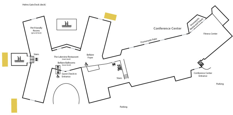 Lakeview Hotel Pet Friendly Map. For accessibility assistance, please call 800.678.4111.