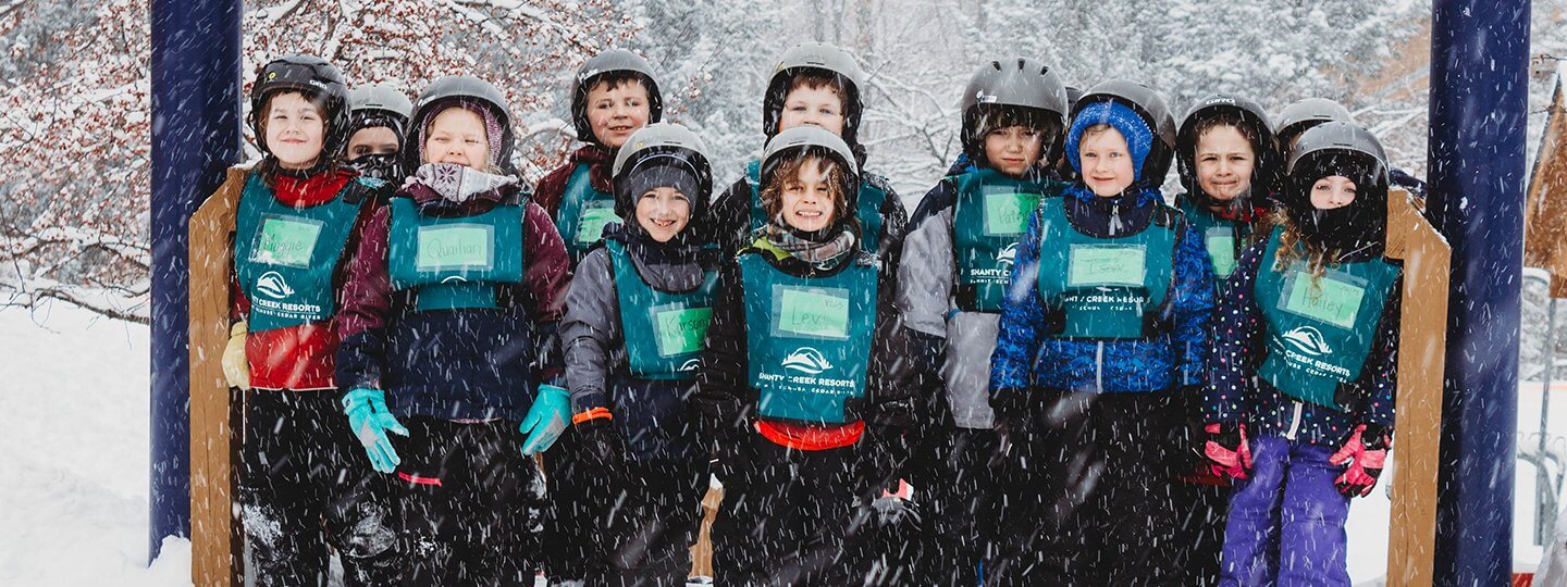 Children ready for ski lessons