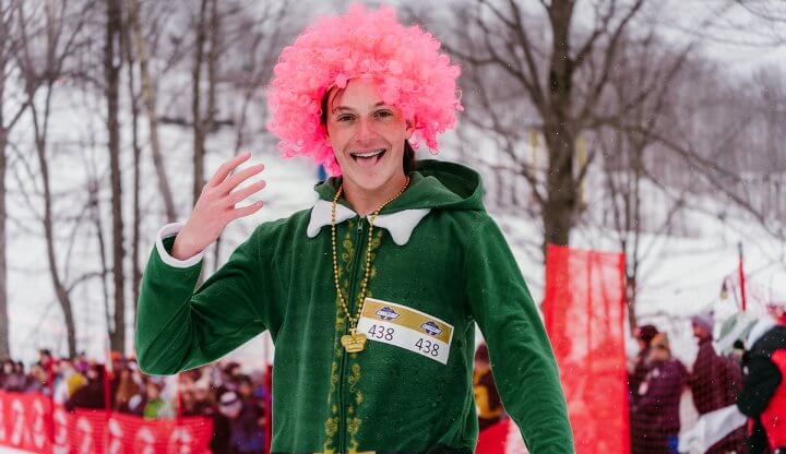 Teenage Boy in Leprechaun outfit and pink wig