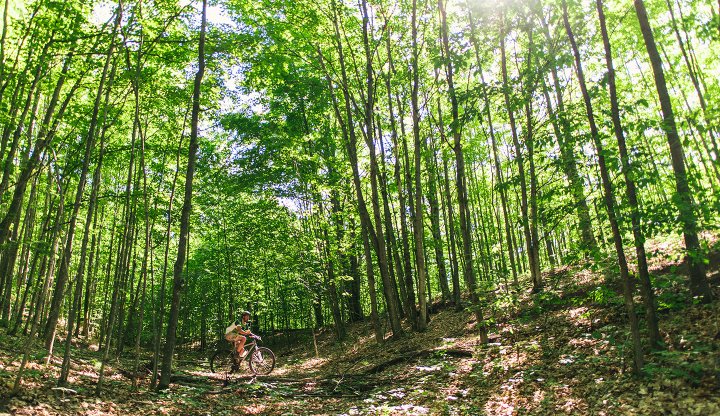 Mountain biker riding Glacial Hills Pathway