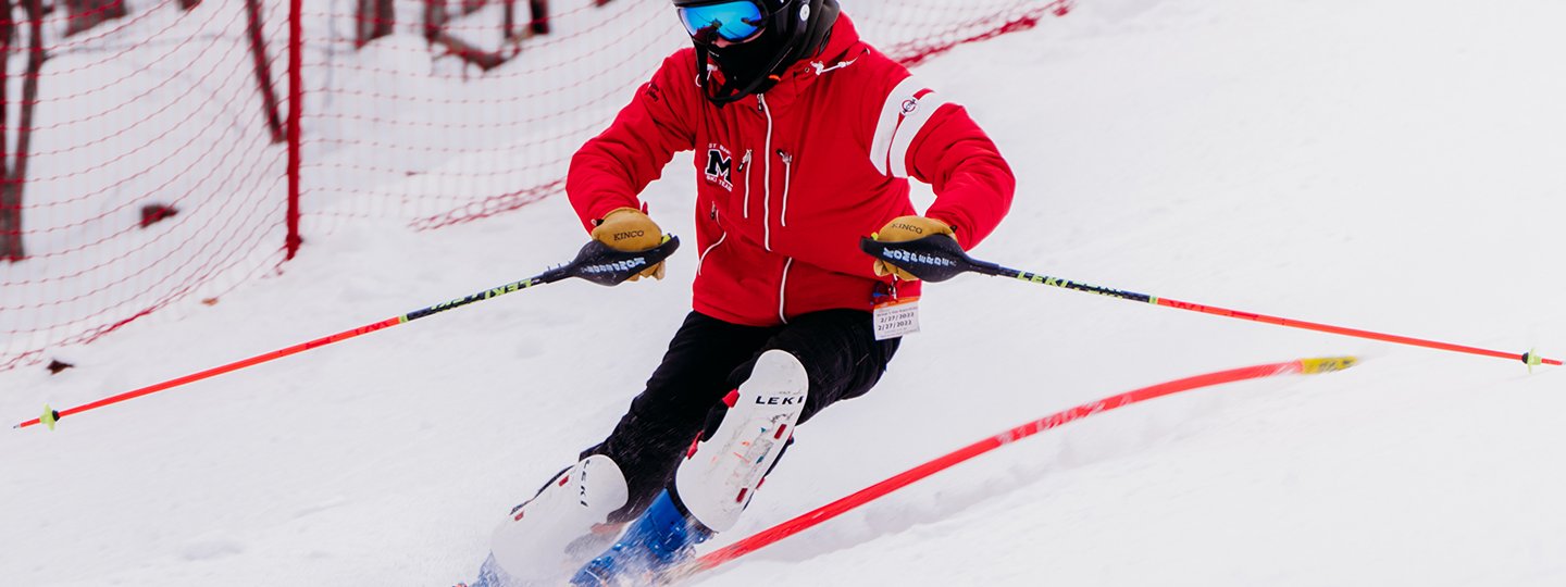 Alpine Ski Racer in Red Coat