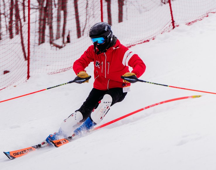 Alpine Ski Racer in Red Coat