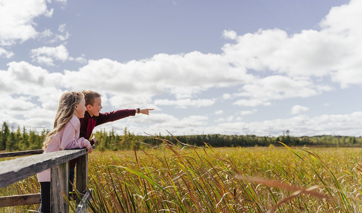 Young boy and girl admiring the view at Grass River Natural Area