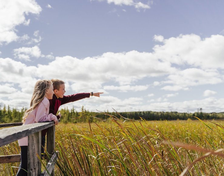 Young boy and girl admiring the view at Grass River Natural Area
