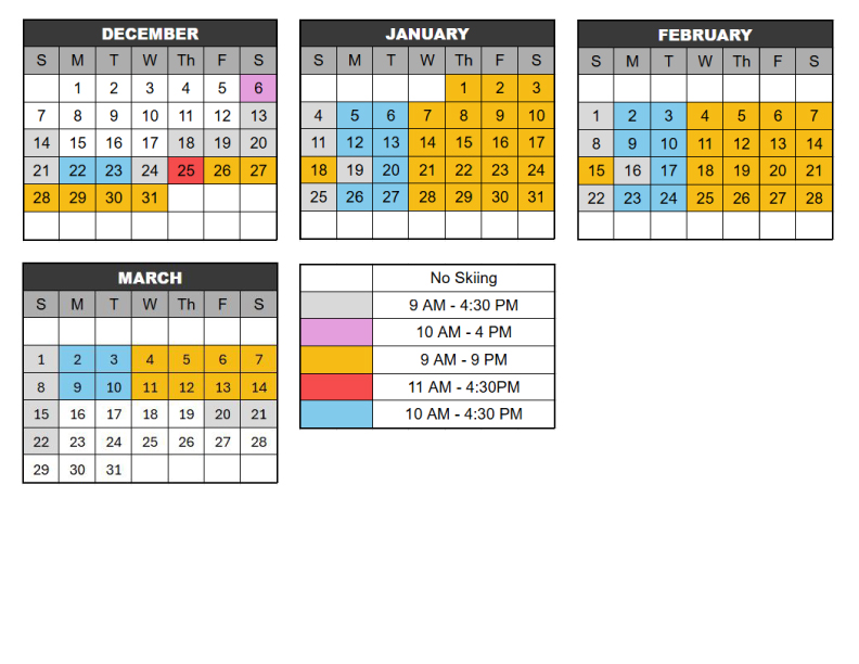 hours of operation schuss mountain updated 3-17-26